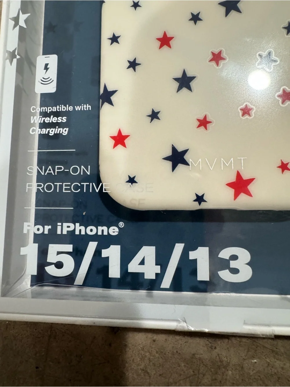 MVMT Cream Case with Red & Navy Star Print-Fits iPhone 15/14/13 protect in style